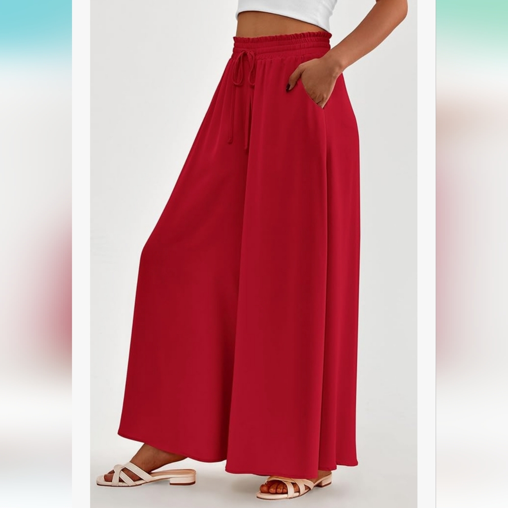Chic Red Palazzo Trousers